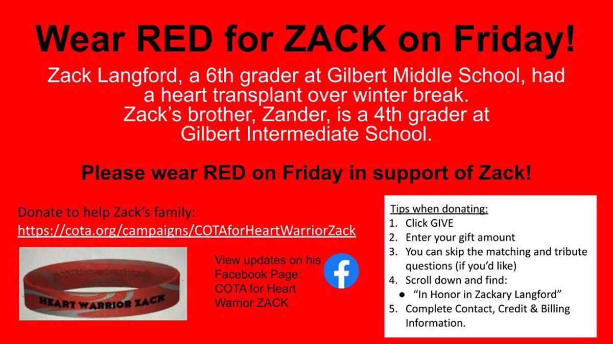 gilbert_schools's tweet image. We’d love for all of our Gilbert students to take part on Friday. And we’ll have an updated story on Zack Langford posted soon! #GilbertPride #TigersTogether