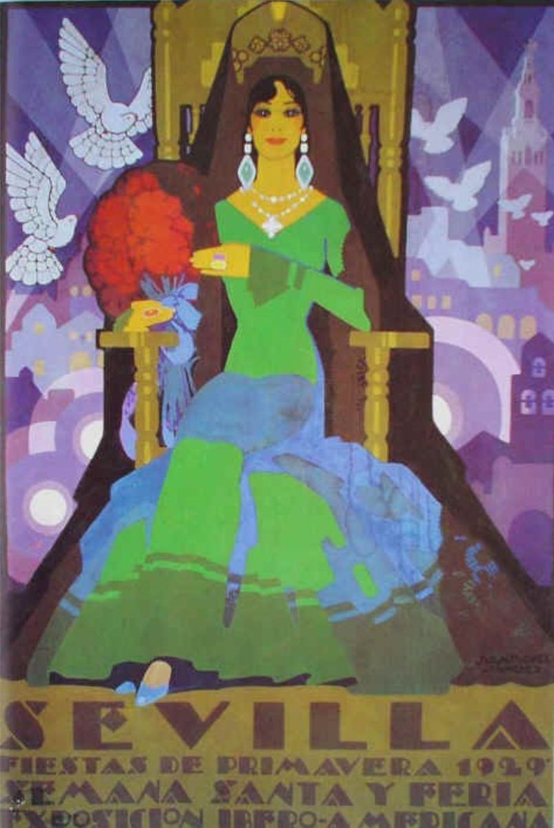 SevillaPAC's tweet photo. Juan Miguel Sánchez Fernández. "Palomas de la Giralda". 1929. 160 x 110 cm. Témpera sobre tela. https://t.co/IiKznGeXgz