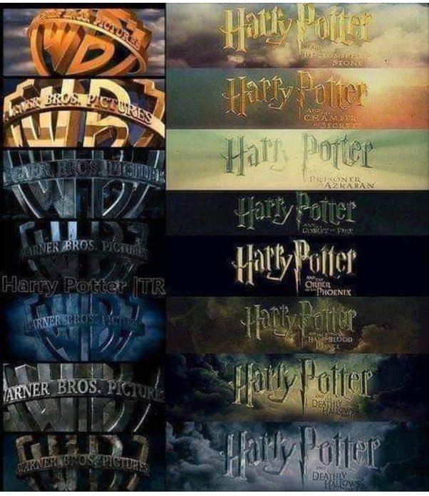 cacocardassi's tweet photo. O logo da Warner e de Harry Potter ficando mais sombrio ao longo dos filmes. https://t.co/I6Ae9m6FE7