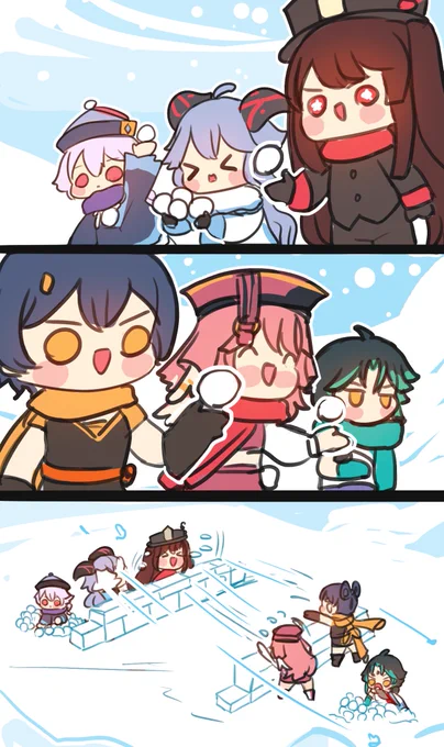 Snowball fight !
Full story on Youtube ^^
https://t.co/WzqHSshrFb
------
#hutao #xiao #ganyu #xiangling #qiqi #yanfei 