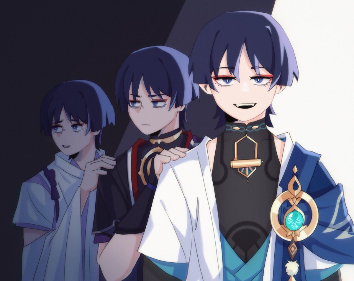 dsmvi6's tweet photo. happy (belated) birthday to scara and all of his outfits 💙

#GenshinImpact #scaramouche #wanderer https://t.co/rWk9U1Z6Bs