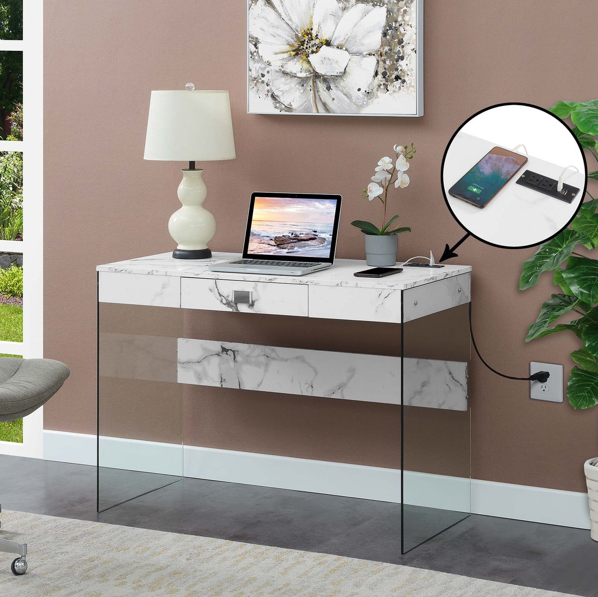 ConvenConcepts's tweet photo. Start of the new year charged up and ready to go ⚡️
.
.
SoHo 42 inch Glass Desk with Charging Station featuring a built-in charging station 🔌
.
Fine here: https://t.co/lA4ZHUrLhl
.
#newyear #2023 #chargedup #furniture#newyearnewme #desk #marbleprint #convenienceconcepts⁠ https://t.co/mRXMiXwEq1