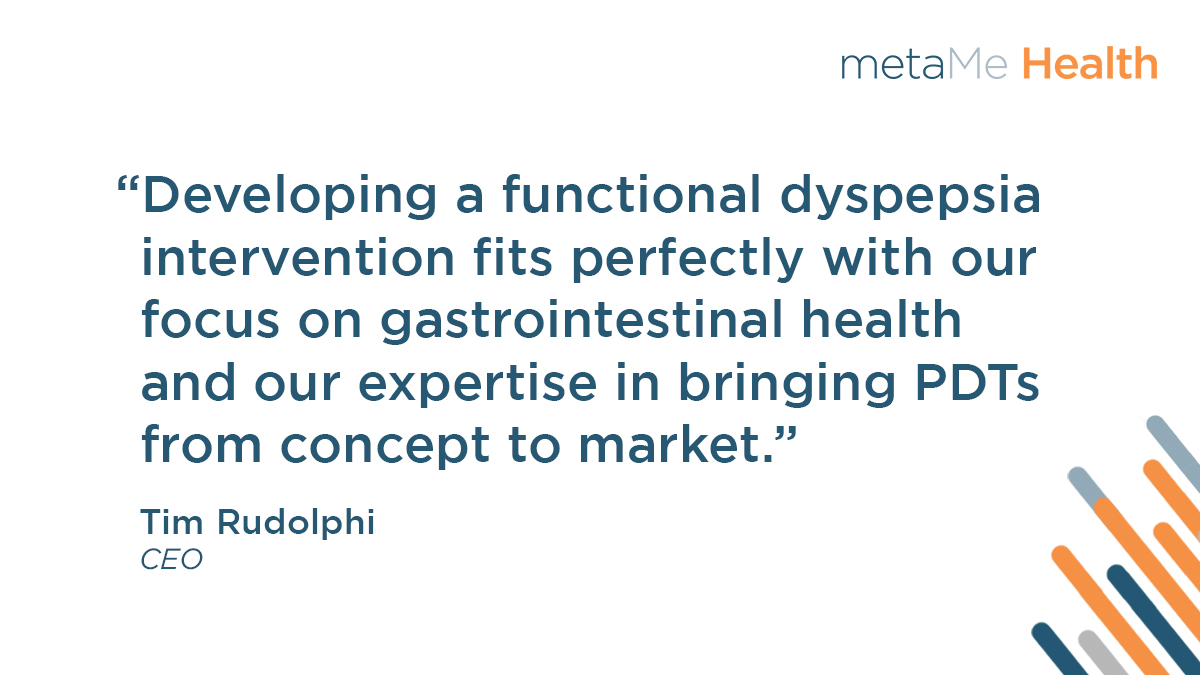 metaMeHealth's tweet photo. Regulora® was just the beginning! We are pleased to announce that we have licensed rights to a newly developed #GDH protocol for the treatment of #FunctionalDyspepsia and will partner with @DrPalssonUNC and @DrKinsinger to develop a #PrescriptionDigitalTherapeutic for patients. https://t.co/lzGf15xmms