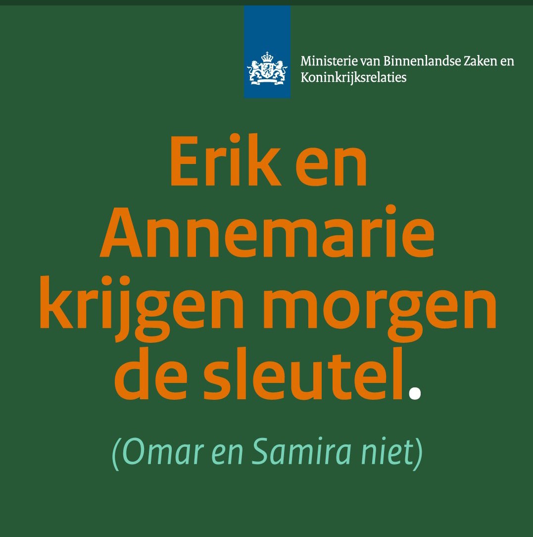 Denkjewel's tweet photo. TERING @MinBZK, wat dachten jullie, we gaan even een campagne uit de upsidedown op de samenleving loslaten?
Statushouders krijgen al sinds jaar en dag overal MET VOORRANG woningen toegewezen.
Erik en Annemarie moeten gewoon 10, 15 jaar wachten. https://t.co/Pp4o94StM7