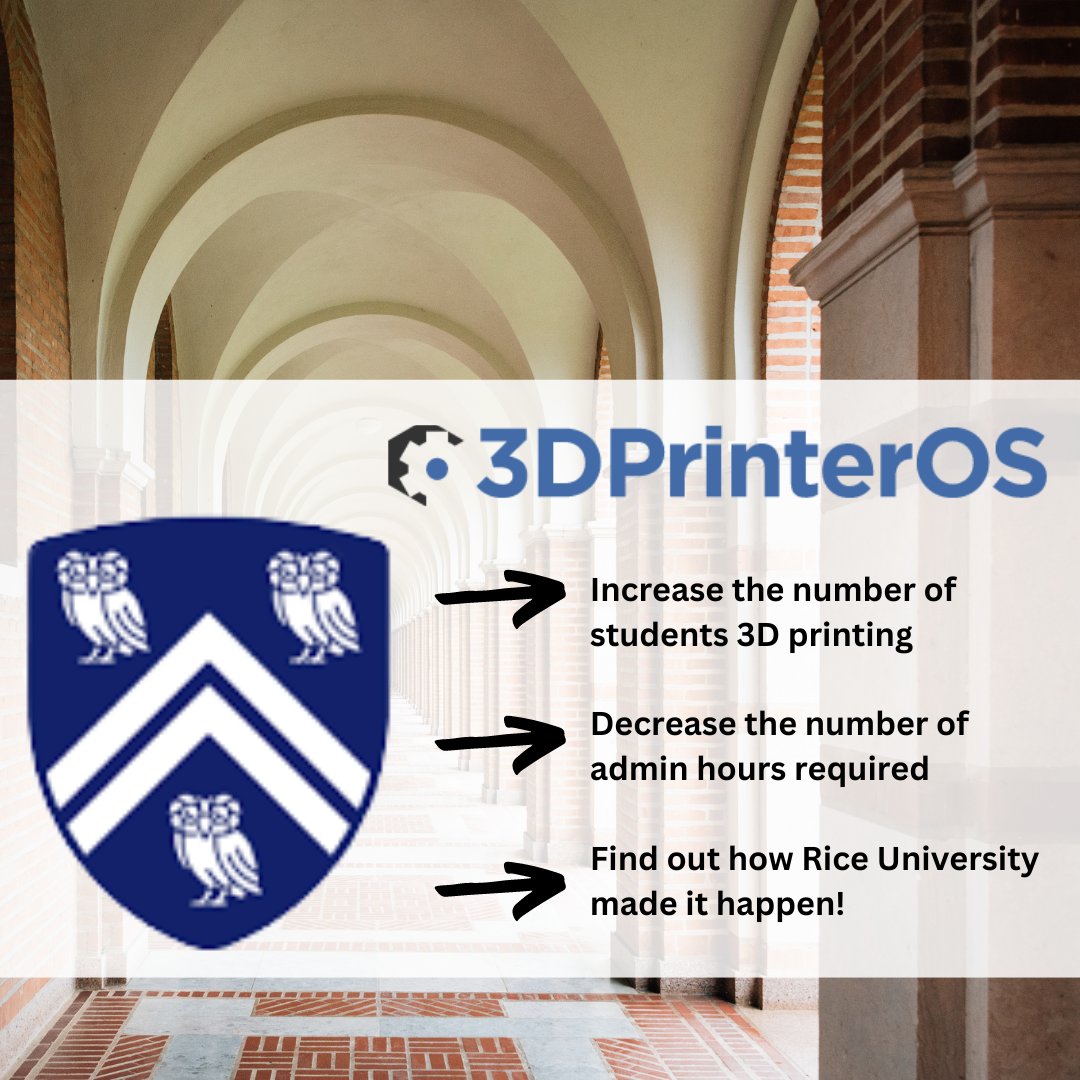 3DPrinterOS's tweet photo. Read the case study :)
#Rice University increased the number of students #3Dprinting while decreasing the administrative hours required. #3DPrinterOS #workeffectively
Find out how - https://t.co/TXLnCyFgla
#additivemanufacturing #makerspace #STEM #edtech https://t.co/Hp2LE7QhNS