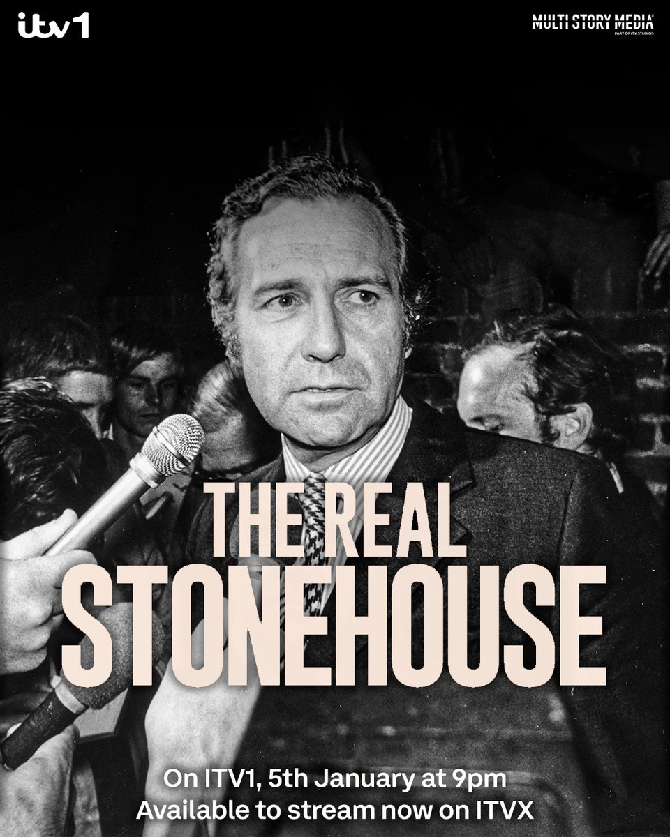 MultiStoryTV's tweet image. In this companion documentary to the drama series #Stonehouse, we hear from relatives, colleagues and the police members called in to investigate the inimitable MP.

The Real Stonehouse is on ITV1 at 9pm this Thursday, and available now to stream on #ITVX