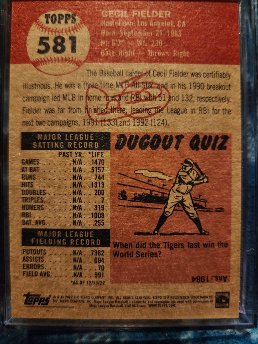 freehan11's tweet photo. "Big Daddy" Cecil Fielder is the 19th @tigers 🐅⚾️ player in the #ToppsLivingSet and has been placed securely in my binder... what cards will we see today? #DetroitRoots #thehobby @CardboardStats @CardPurchaser @topps https://t.co/zzEXHvlQDy