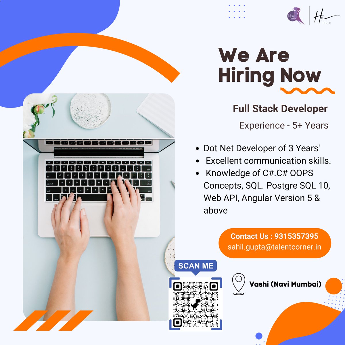 heyutweet's tweet image. !Now hiring!
Currently, we are looking for Full Stack Developers🤩
Experience - 5+ Years
Location - Vashi (Navi Mumbai)
Contact me - 93153 57395
Apply now - jobs.talentcorner.in/job-descriptio…
#fullstackdevelopers #fullstackdeveloperjobs #fullstack #fullstackdeveloper #experience #Trending