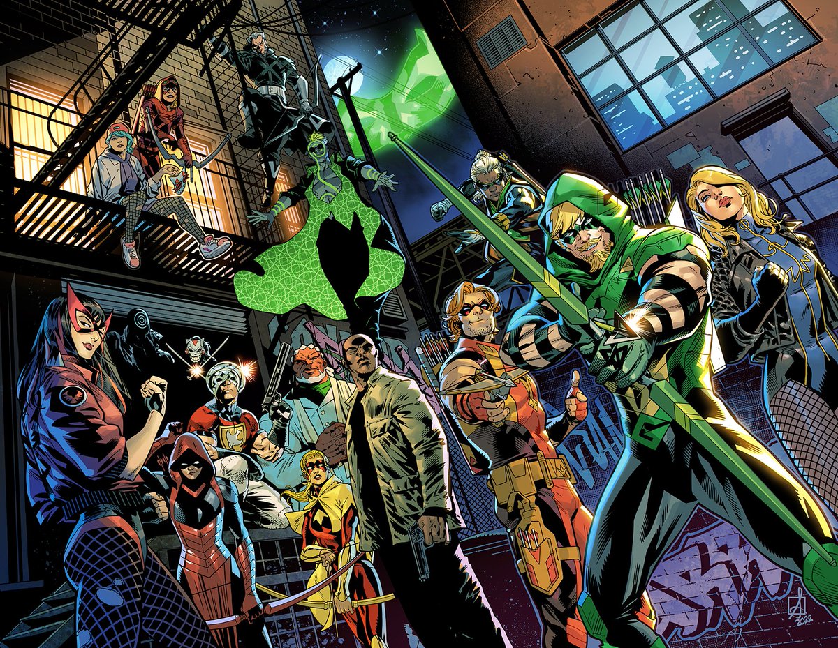 GREEN ARROW #1 cover! 

Art by the awesome <a href="/SeanIzaakse/">Sean Izaakse</a> with colors by @rfajardoj! It was hard keeping this cover secret since we announced #DawnOfDC! 

And just like the Superman #1 cover, this is full of clues as to what happens in the Green Arrow series! 

Launching in April!