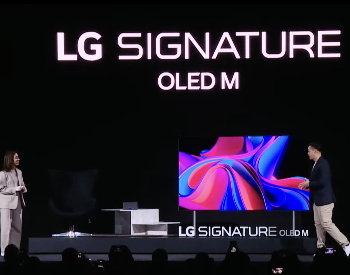 LG just announced the LG OLED M - a wireless TV! Goodbye cable management I will not miss u!! #CES2022