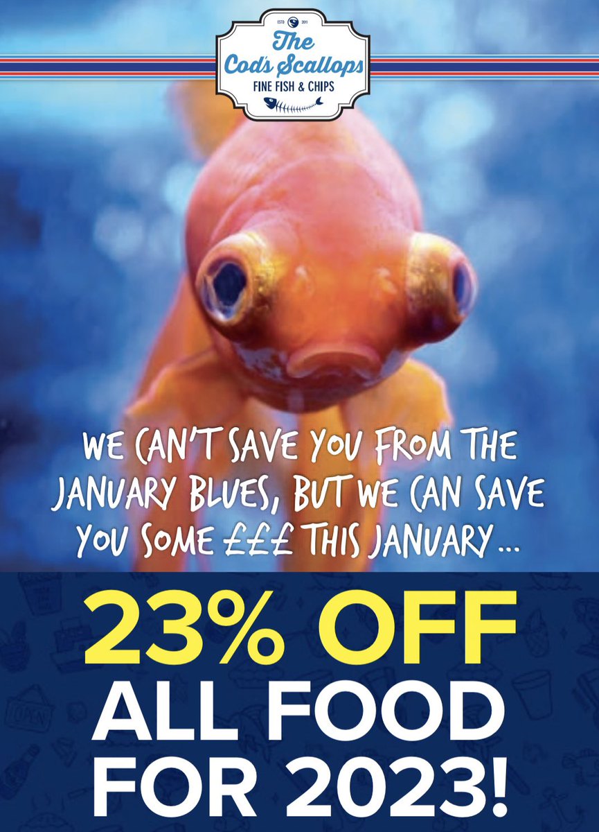 ALL COD’S, ALL FOOD, ALL JANUARY (Eat in only)