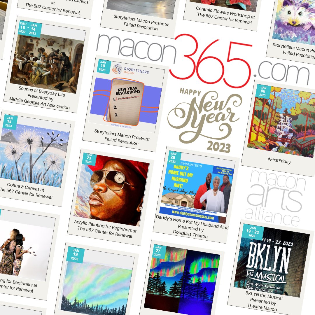 Increase your ART intake in the New Year!

Visit Macon365.com for a full list of local creative events. Which events do you plan to attend? 

#HappyNewYear #thearts #musical #theatre #songanddance #musicaltheare #songanddance #potterswheel #ceramics