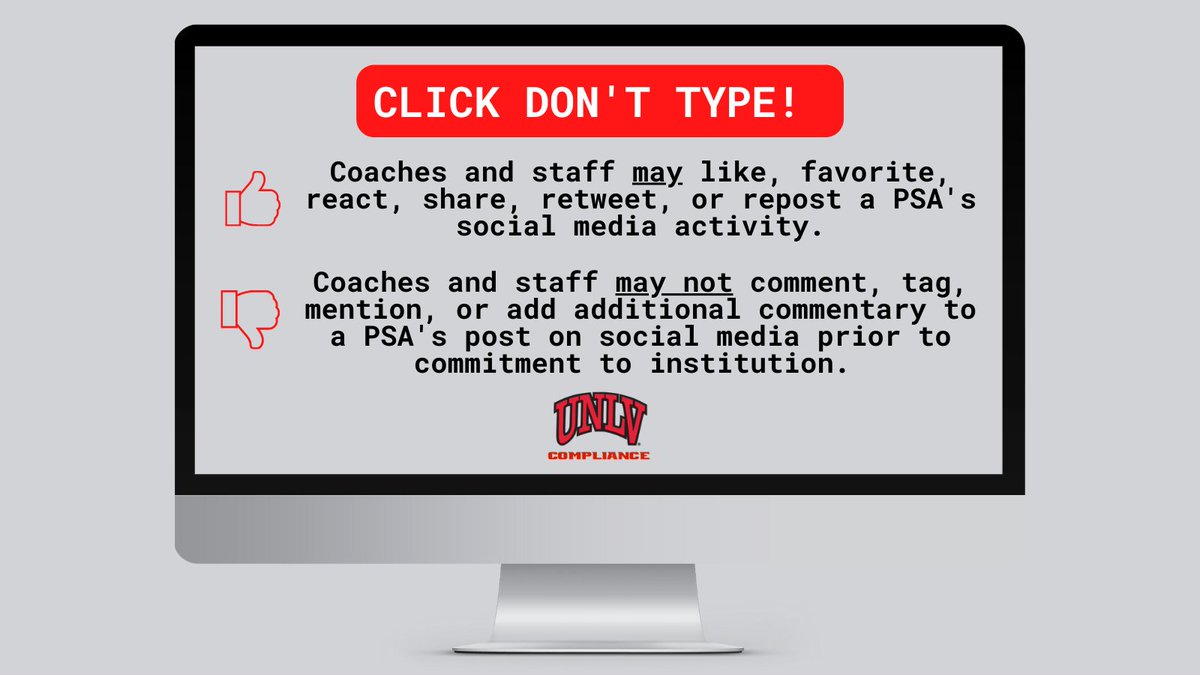 unlvcompliance's tweet photo. It's as simple as three words...

𝐜𝐥𝐢𝐜𝐤 𝐝𝐨𝐧'𝐭 𝐭𝐲𝐩𝐞❗️ https://t.co/itzenBWBdG