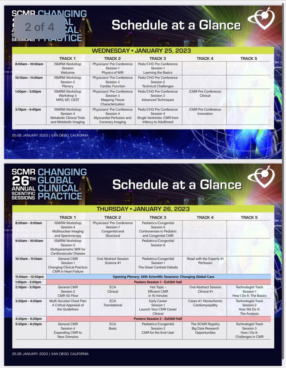 Kfarooqi's tweet photo. 🗣️Checkout the Schedule at a Glance for #SCMR2023 including tons of #CHD content for you to enjoy w/the backdrop of sunny Cali 🏝️ 🏄‍♀️ 🌞 
DO NOT MISS the #EarlyCareer event with #PRIISM w/talks on imaging research + a speed mentoring session 01/26, 4pm @ the Shorebreak
@SCMRorg https://t.co/1AMpUTlqL8