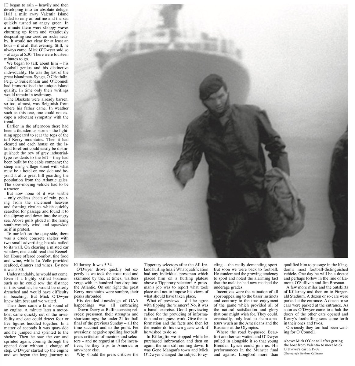 muirioch's tweet photo. Mick O’Connell is 86 today: In 1968 'Gaelic Weekly' Breandán MacLua called him ‘the last of the great islandmen’ who ‘immortalised the unique island quality’, like Synge, Ó Criothain, Peig, Ó Suilleabháin &amp; O’Donnell. ‘Waiting for O’Connell’ &amp; Fionbarr Callinan photo is superb. https://t.co/AFHmbniijg