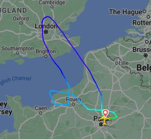 Sussex News - Breaking news for Sussex (@sussexincidents) on Twitter photo Flight Air France AF72 CDG - LAX returned to Charles de Gaulle Airport in France after flying over Sussex
<a href="/FlightEmergency/">Flight Emergency</a>
said "Flight returned to CDG with one engine shut down due to loss of oil pressure, landed safely after a short time dumping fuel"
Photo <a href="/flightradar24/">Flightradar24</a> Flight Air France AF72 CDG - LAX returned to Charles de Gaulle Airport in France after flying over Sussex
<a href="/FlightEmergency/">Flight Emergency</a>
said "Flight returned to CDG with one engine shut down due to loss of oil pressure, landed safely after a short time dumping fuel"
Photo <a href="/flightradar24/">Flightradar24</a>