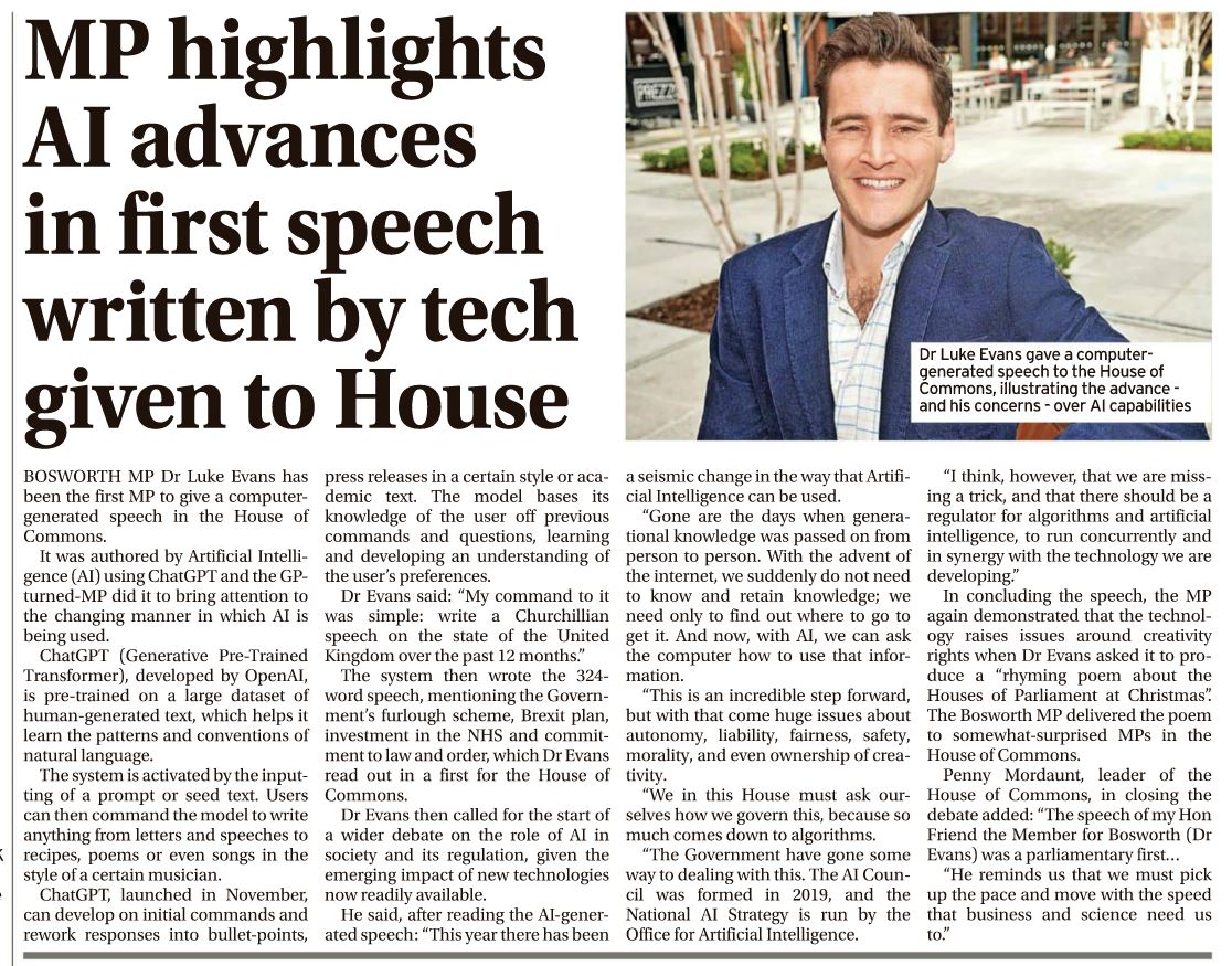 Dr Luke Evans MP on Twitter "💻 The need for a regulator of algorithms