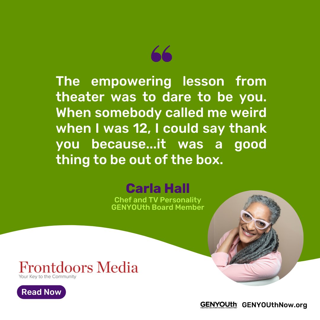 A committed advocate for youth wellness, <a href="/TasteoftheNFL/">Taste of the NFL</a> star Chef &amp; GENYOUth Board Member Carla Hall is also an expert on entertaining a hungry crowd and finding authentic connections through cuisine. Get to know <a href="/carlahall/">Carla Hall</a> in this <a href="/frontdoorsmedia/">Frontdoors Media</a> Q &amp; A: bit.ly/3X0EThR