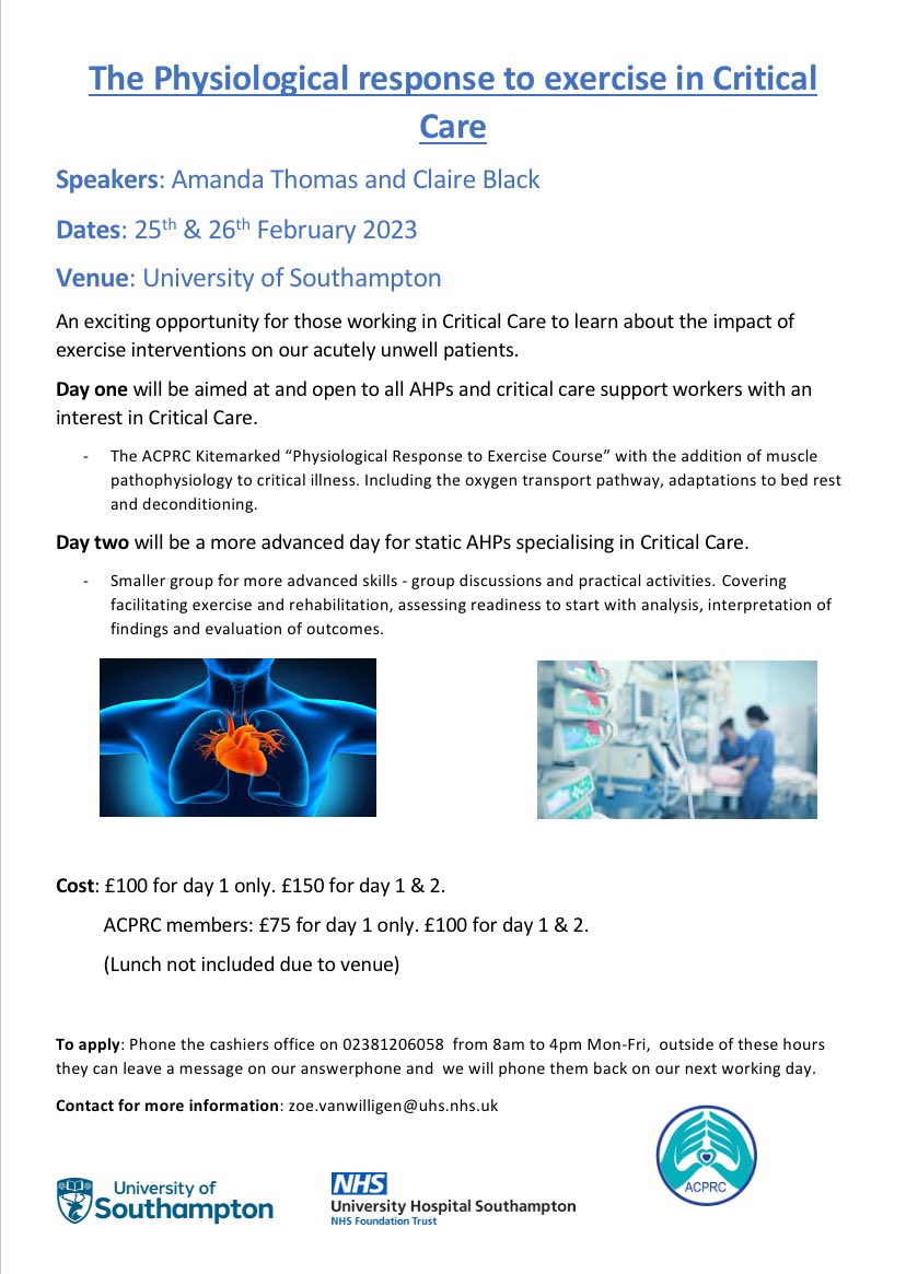 Calling AHPs and support workers in critical care… 📢

HUGELY EXCITING LEARNING OPPORTUNITY‼️⬇️

An actual FTF weekend course with the absolute #rehablegends that are <a href="/MandieT_Physio/">Amanda Thomas</a> and <a href="/cjblack_physio/">Claire Black</a> - it’s going to be INCREDIBLE! 🙌

Places limited- details in poster below