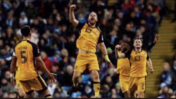 #OnThisDay 4/1/20
MANCHESTER CITY  4
PORT VALE  1
Pope

Vale &amp; their 8,000 strong following travelled to the Etihad in hope rather than expectation for the FACup 3rd Round clash v Man City. Tom Pope headed home an equaliser, pictured, as Vale dared to dream. Att 52,433 #portvale