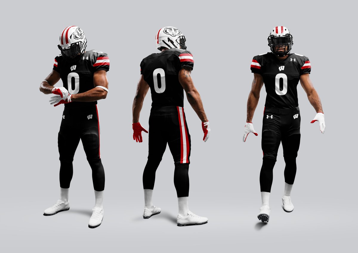 WiscHelmets's tweet photo. Just giving @CoachFick some ideas for @BadgerFootball alternate helmets &amp; unis. Just, you know, to ponder. Many more here: https://t.co/jb7uvXcypm https://t.co/a0R8fJ65zb