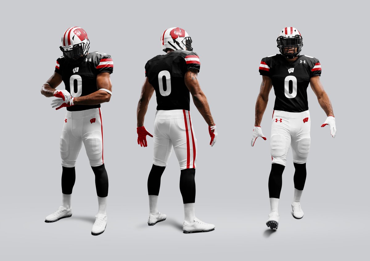 WiscHelmets's tweet photo. Just giving @CoachFick some ideas for @BadgerFootball alternate helmets &amp; unis. Just, you know, to ponder. Many more here: https://t.co/jb7uvXcypm https://t.co/a0R8fJ65zb