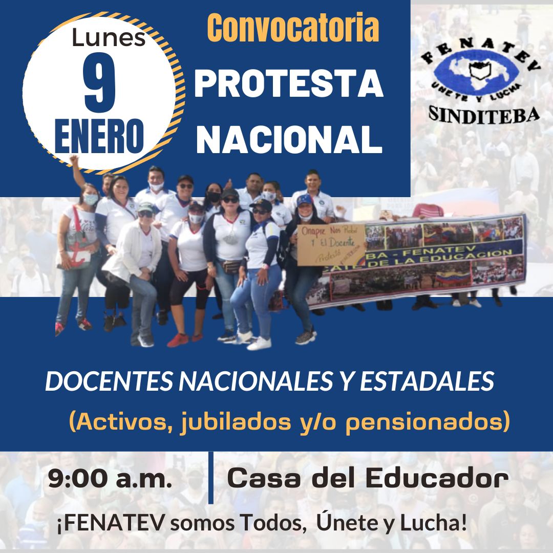 es tiempo de retomar la lucha Sindical que nos lleve a la dignificación definitiva de nuestra profesión docente, en dónde tengamos un salario digno que nos permita cubrir nuestra necesidades básicas, en dónde logremos condiciones laborales aceptables,  Pdte. de Fenatev - Barinas