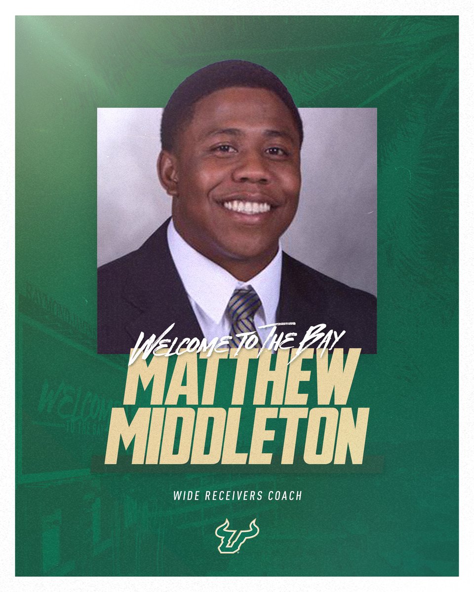 USFFootball's tweet photo. Welcome to the Bay, @Coach_Middleton 

📝https://t.co/y5D5bT4fAJ

#HornsUp🤘 https://t.co/snyd6k9IxB