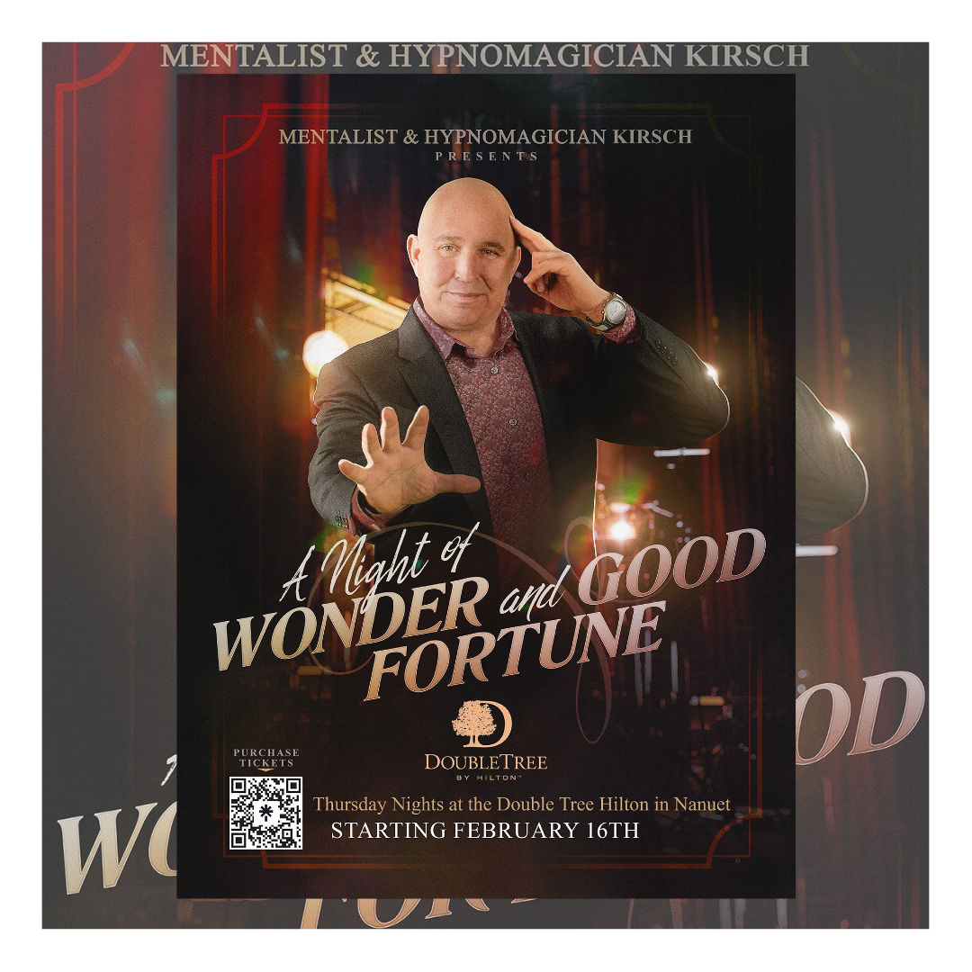abracabully's tweet photo. I am very excited to announce that starting on February 16th, 2023 at the Doubletree by Hilton in Nanuet New York, I will be starting my show titled  “ A Night of Wonder and Good Fortune”  This is a mentalism show that will be weekly. https://t.co/ewlo97yJ1D