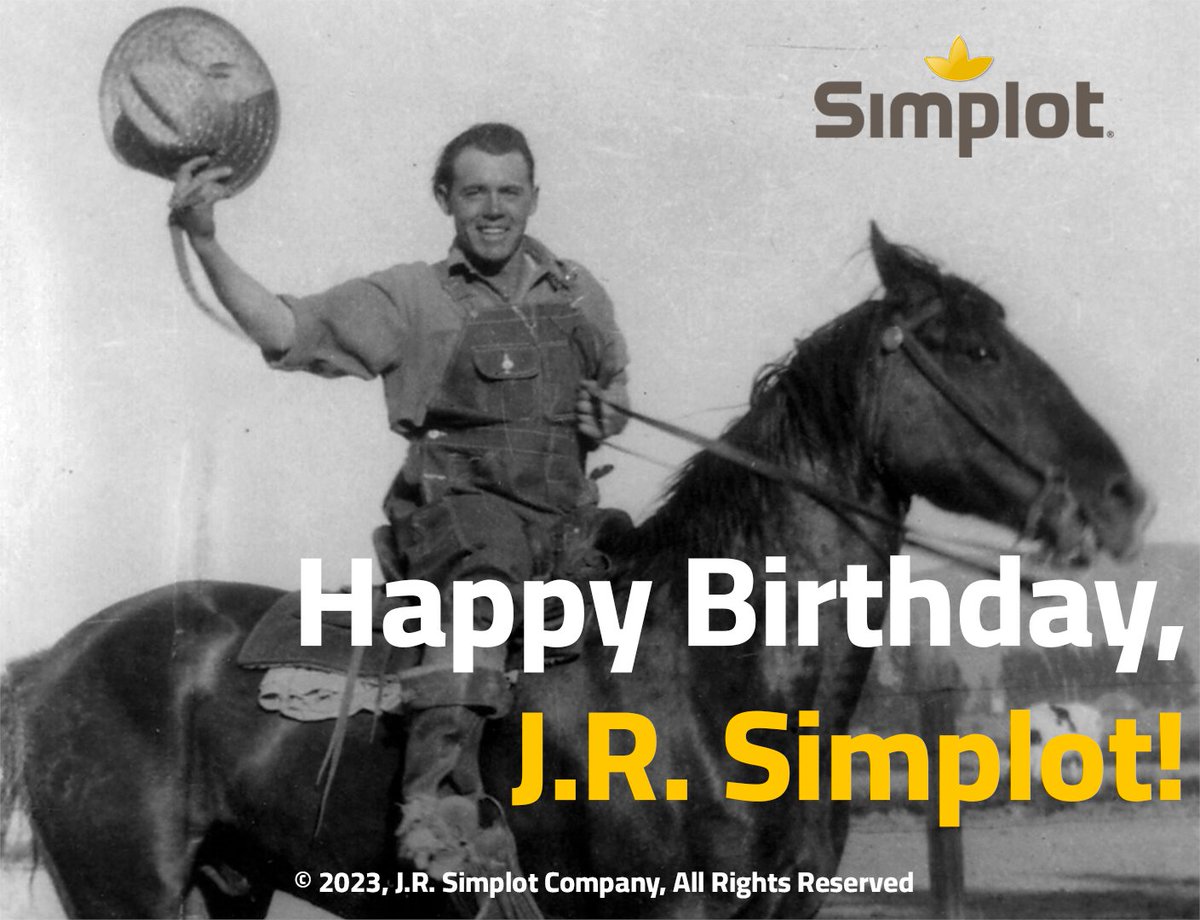 Happy Birthday to our beloved late founder, J.R. Simplot! We are so thankful for all of his hard work and dedication and inspiring a legacy that lives on forever in our hearts. Cheers to a life full of joy and accomplishment! Learn more about J.R. here: ow.ly/fISB50MhPWS