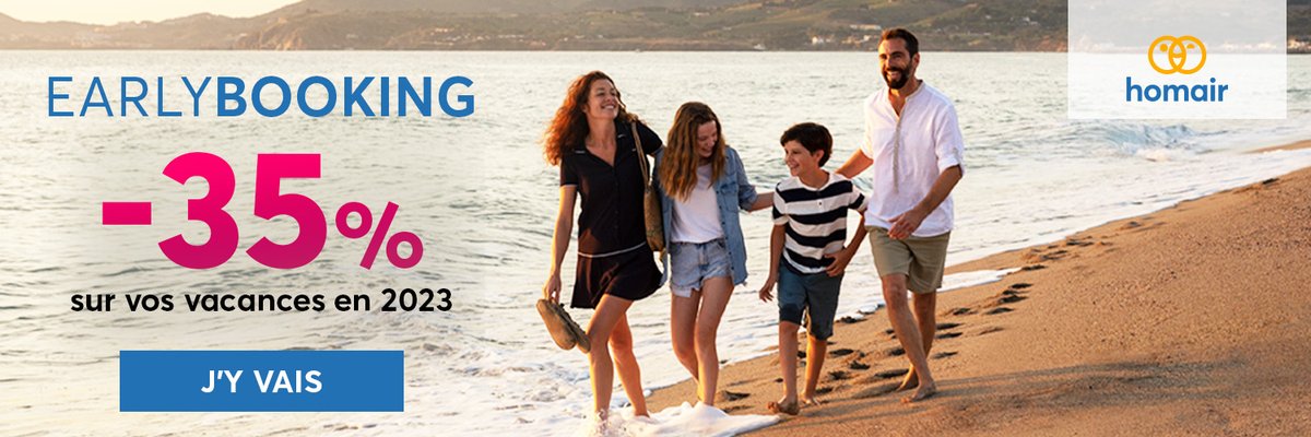 Aussitôt arrivé en 2023 que vous pouvez profiter d'offres sur vos prochaines vacances ! Que demander de plus pour bien commencer l'année 🌞

👉 bit.ly/hmr-O-EB-TW

#homair #campinglife #earlybooking #pleinair #vacances2023