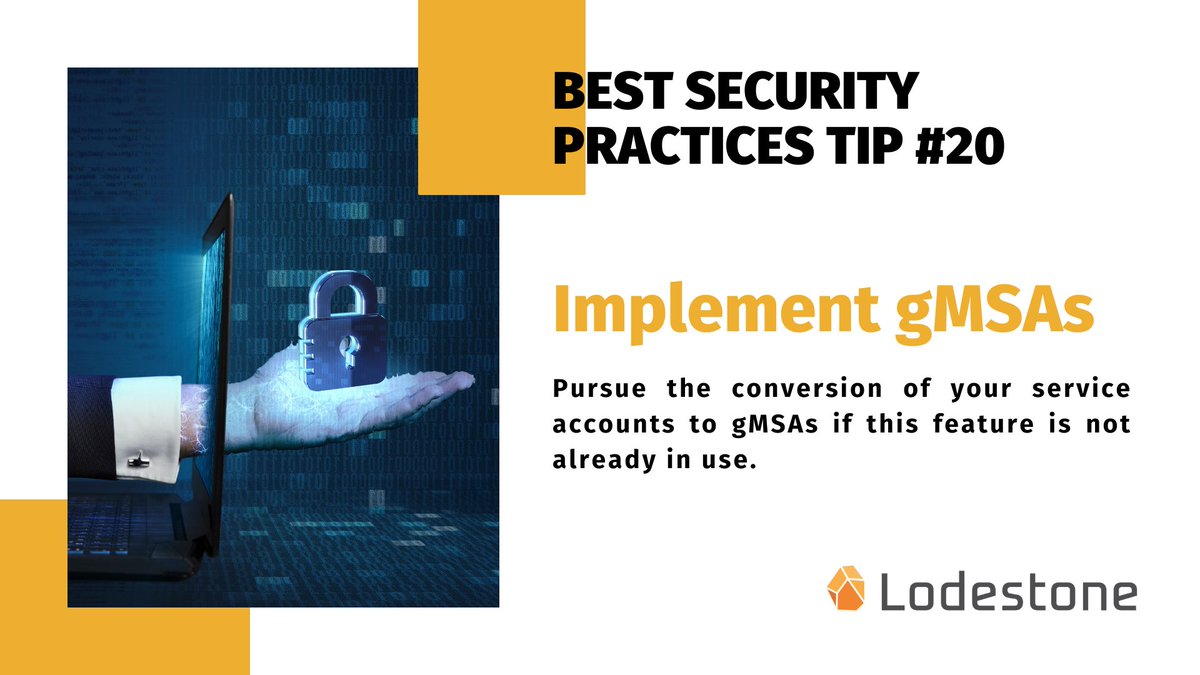 LodestoneSec's tweet image. Lodestone recommends that organizations consider the 20 best practices outlined in our &quot;Best Security Practices&quot; guide when making changes to their environments: lodestone.com/best-practices/

#securitycontrols #passwordsecurity #cyberresilience