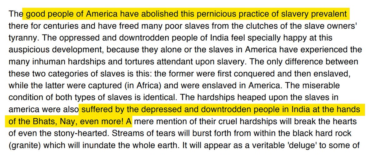 He even goes on to say that condition of downtrodden in India is worse than Black slaves in America! 

Keen observer knows what is the situation of Black society in US. While in India, the social engineering being pushed by vicious forces is breaking our social fabric day by day. 
