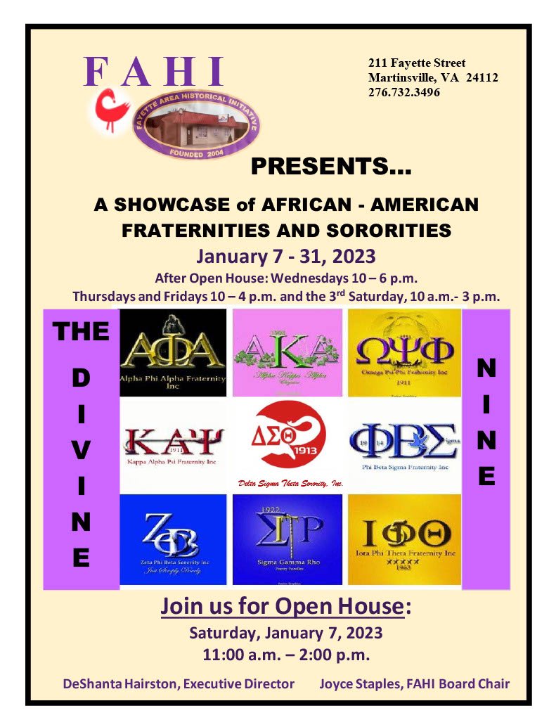 This Saturday from 11-2, we are kicking off Open House for our Divine 9 Exhibit! The exhibit will be featured in the museum the entire month of January, so don’t miss it!