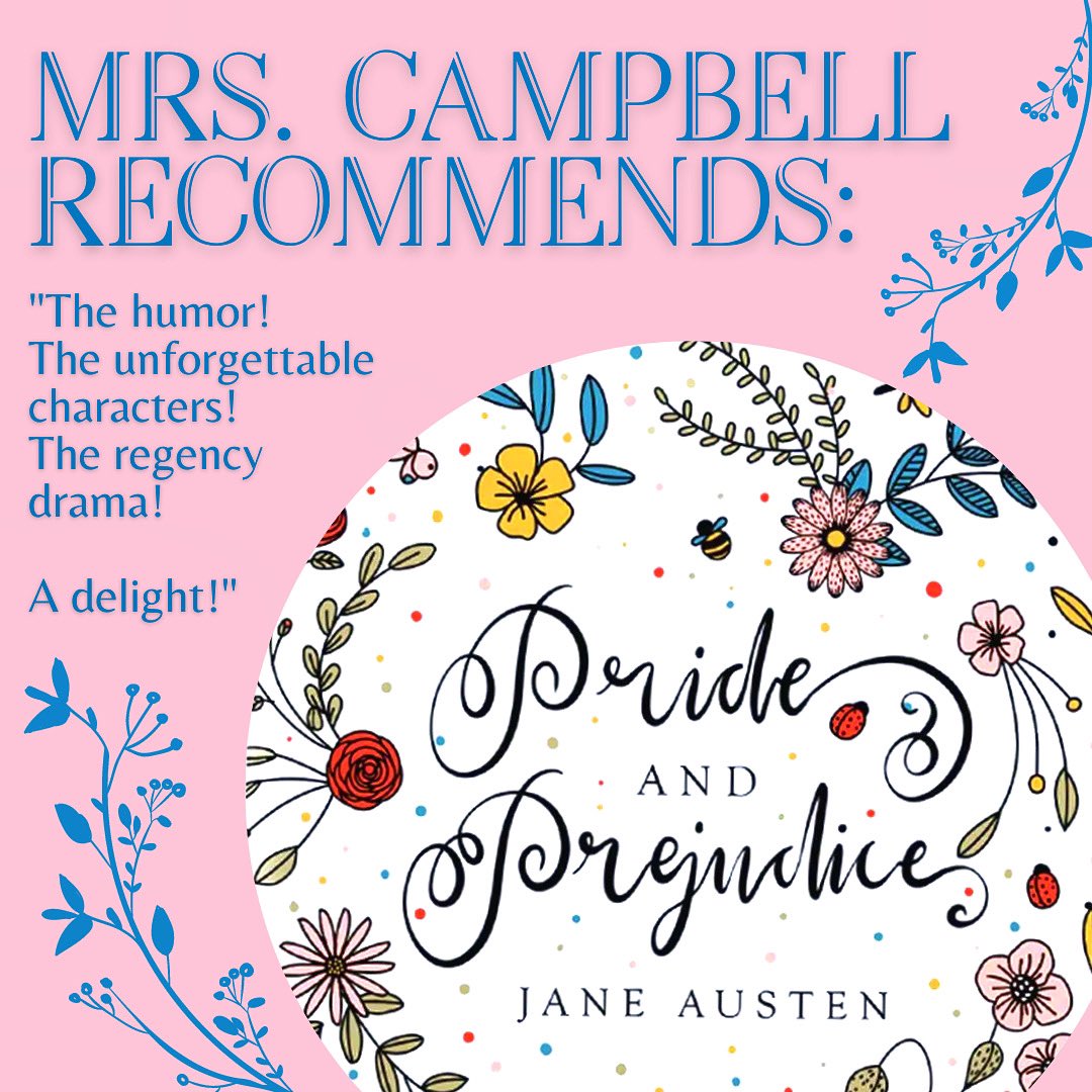 “It is a truth universally acknowledged…” that this is a fantastic book! We’re kicking off our 2023 “We Read Wednesday” series with a recommendation for this classic from Mrs. Campbell! #prideandprejudice #janeausten #mrdarcy #elizabethbennet #classic #regency #regencyromance