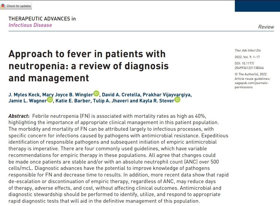 Leo_Santo5's tweet photo. ✅Abordaje de la Fiebre en Pacientes con Neutropenia - Revisión🥵

🟢Definición 
🟠Tratamiento antibiótico
🟡Pacientes de Bajo y alto riesgo
🔴Tratamiento antifúngico y antiviral (cuando si usar⁉️)
🔵Desescalación y Duración de antibióticos

👇🔓📝
https://t.co/zqTYkNZqzC https://t.co/UdtmWcYj32