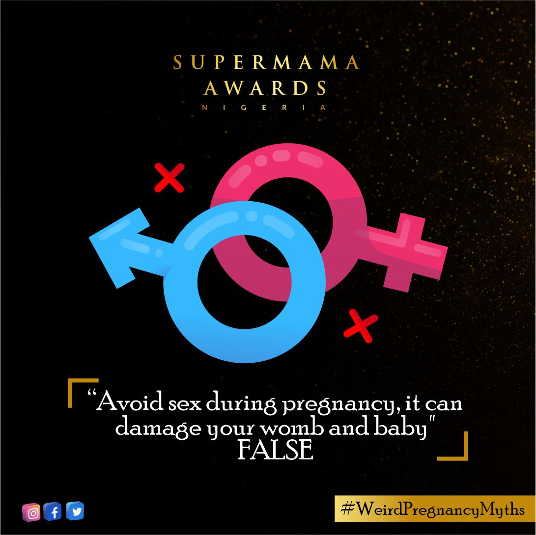 Supermamnigeria's tweet photo. Who says you can't get a little freaky, with a bun in the oven? Tell them to getat (unless na your Ob/Gyn oh!)

Otherwise, you can still do the genital dance with your partner, in less acrobatic positions 👌

Note: ALWAYS seek &amp; follow your doctor's advice
#WeirdPregnancyMyths https://t.co/BAfGx9Ttk6