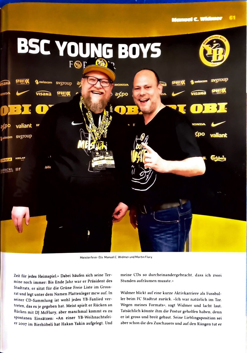 mcw_bern's tweet photo. plattenleger #mcw und @djmcflury im #YBMAG des löblichen @BSC_YB!
#bscyb #yb4ever #Flusco #Neuenburg #MeisterDJs #Danke #weicheKnie @C_L_A #Finalissimas #THX 🟡⚫️ 💛🖤 https://t.co/j5ArDM0j63