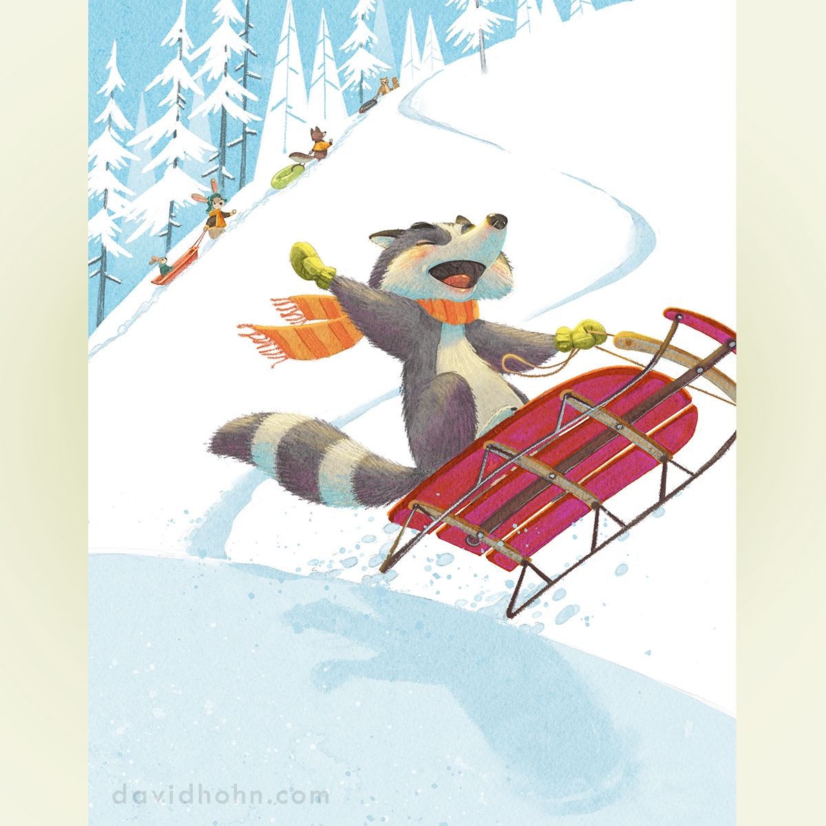 Sledding season is here!
🛷❄️✊
#kidlitart #sledding #snowfun #characterart #picturebook