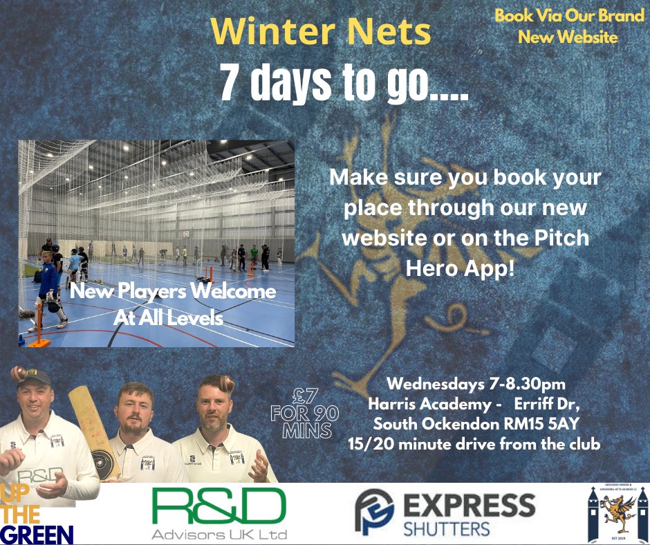 Don’t forget that Winter Nets are only a week to go! Book today on our brand new website or via the PitchHero app: 
pitchero.com/clubs/ardleigh…

If you have not already done so, don’t forget to sign up now via: 
pitchero.com/join/86251