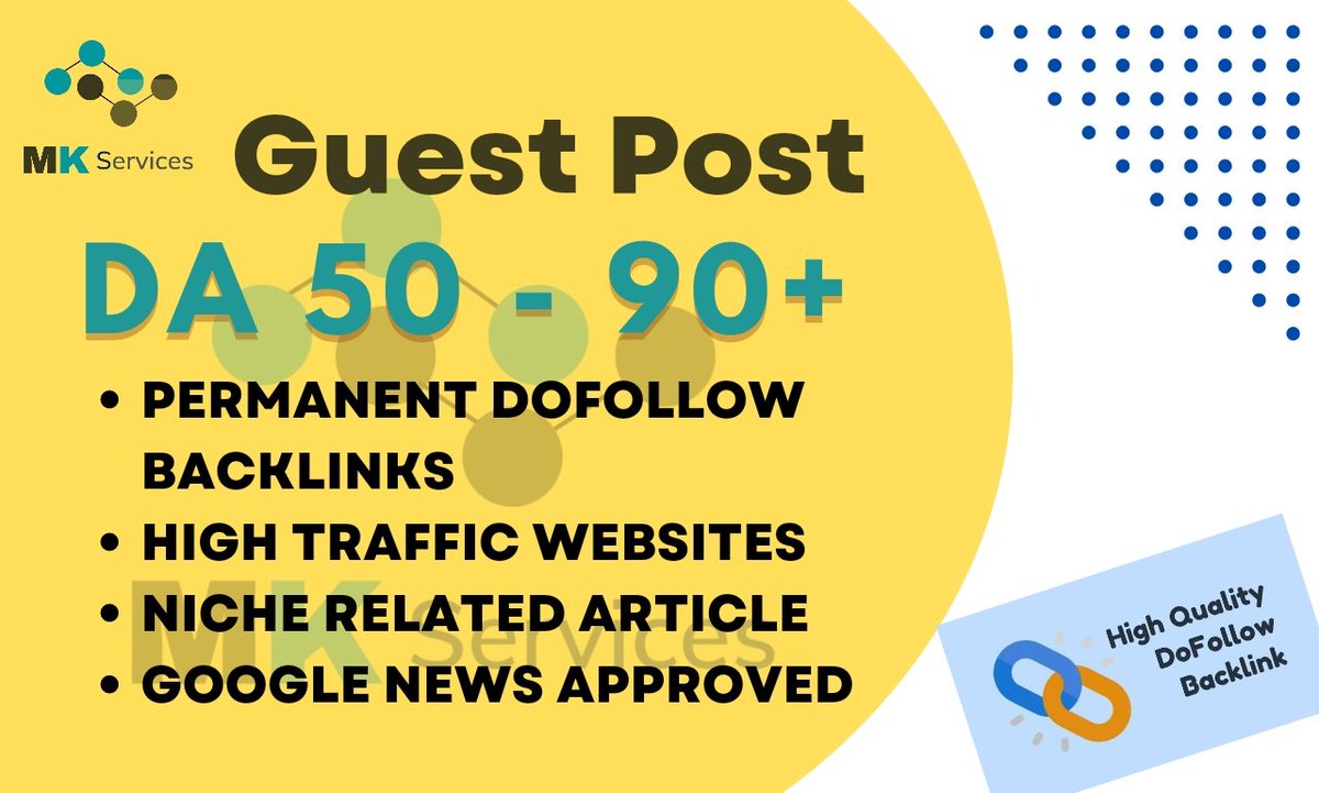 Guest Post Services
.
.
Get Dofollow Backlinks
.
.
Guest posting can have a number of benefits, including:

1. Increased exposure

2. Improved credibility

3. Backlinks

4. Networking opportunities

5. Traffic

#guestpost #guestposting #paidguestpost