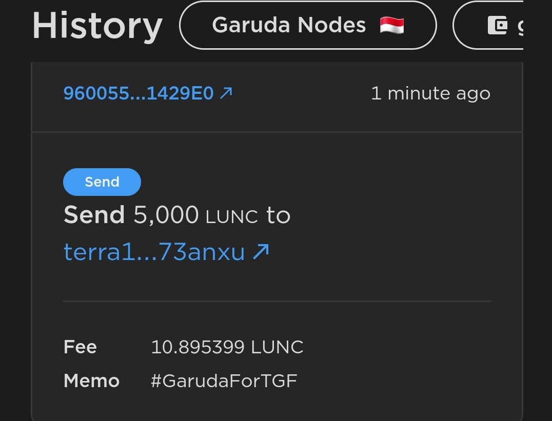 TWEET BURN 3
Your participations is Important For #LUNCcommunity
Send to burn address:
terra1sk06e3dyexuq4shw77y3dsv480xv42mq73anxu
Memo:
#GarudaForTGF
Every burn you sent (whatever amount),we donate 2K LUNC to TGF wallet to support <a href="/edk208/">Edward Kim</a> @terragrantsf to BUILD #LUNC