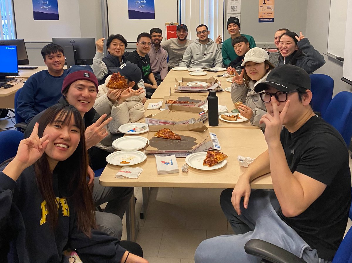 ELSGeorgian's tweet photo. We welcomed our new English Language students this morning with orientation and pizza! Thank you to everyone (including current students!) who came to welcome them! We look forward to seeing everyone in class next week! #EAP #ESL #Georgian #Language #Orientation https://t.co/C2RL1NZIrP