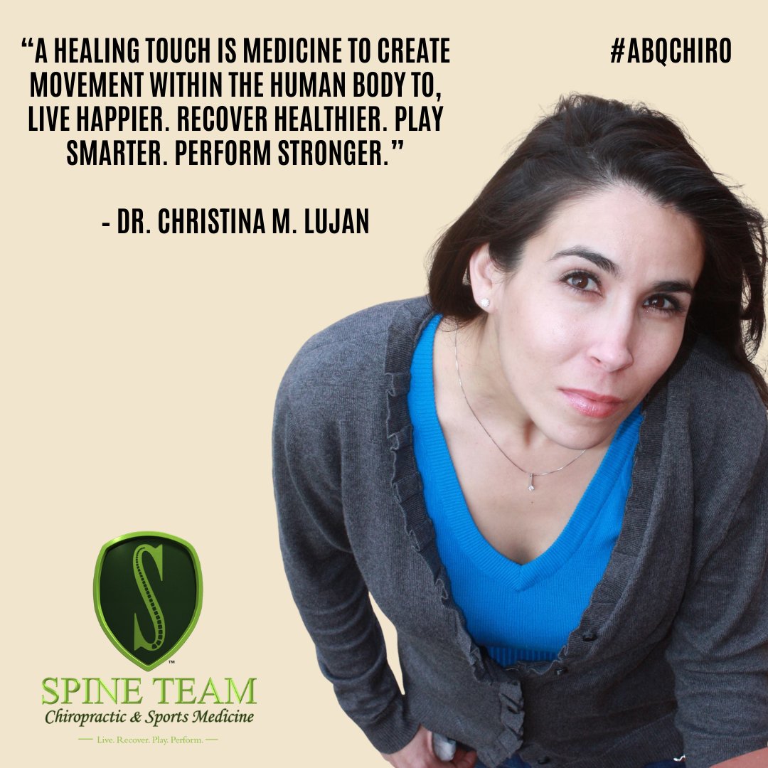 STCSportMed's tweet photo. “A healing touch is medicine to create movement within the human body to,
LIVE happier. RECOVER healthier. PLAY smarter. PERFORM stronger.” 

– Dr. Christina M. Lujan

#SpineTeamChiro #adjustment #chiropractor #abq #abqchiro #health https://t.co/BmMfofvtOY