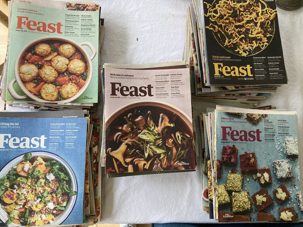 Liz_Glenister's tweet photo. Turns out I’ve got 5 YEARS worth of  @GuardianFeast magazines! I’ve loved them but I need space. Would anyone like them? Very good condition 2018-2022 #springclean  #cookery #recipes #food #feastmagazine #feast #foodie #collection #homecooking https://t.co/Hh5lXiRmiR