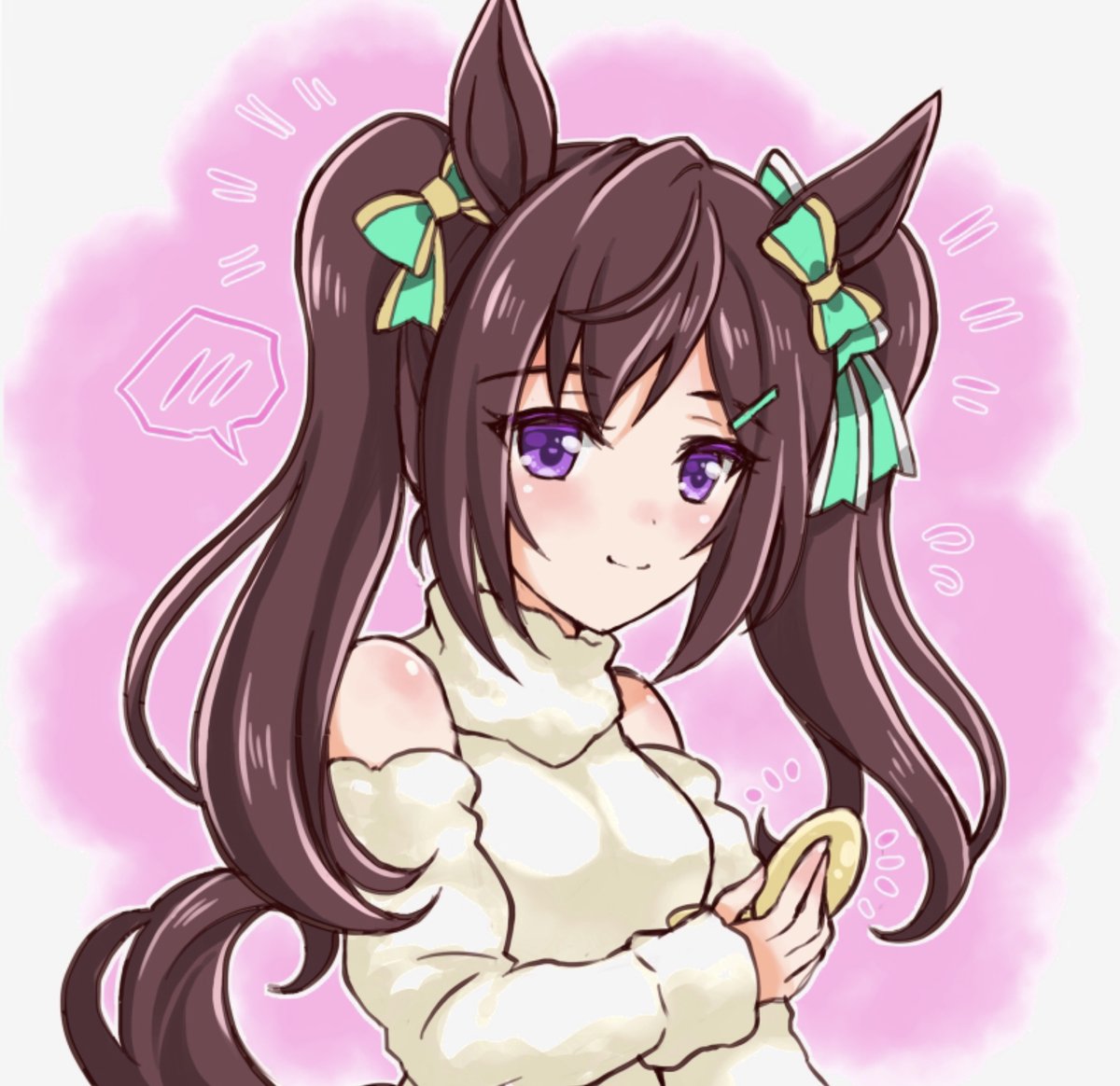 1girl animal ears horse ears solo twintails horse girl purple eyes  illustration images