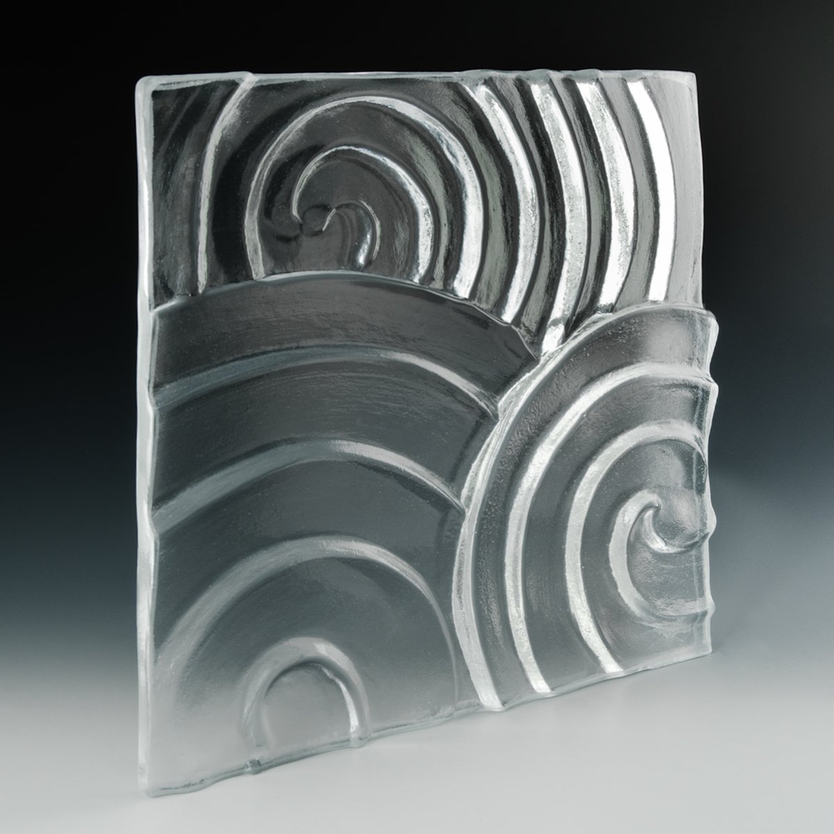 Nathan Allan produces over 150+ impressive glass designs, along with bold color options. Specify our unique textured glass in your next project to brighten your interior or exterior space, and add richness to your design. 
Texture: Clear Swirl Glass
#glass #kilnformedglass #swirl