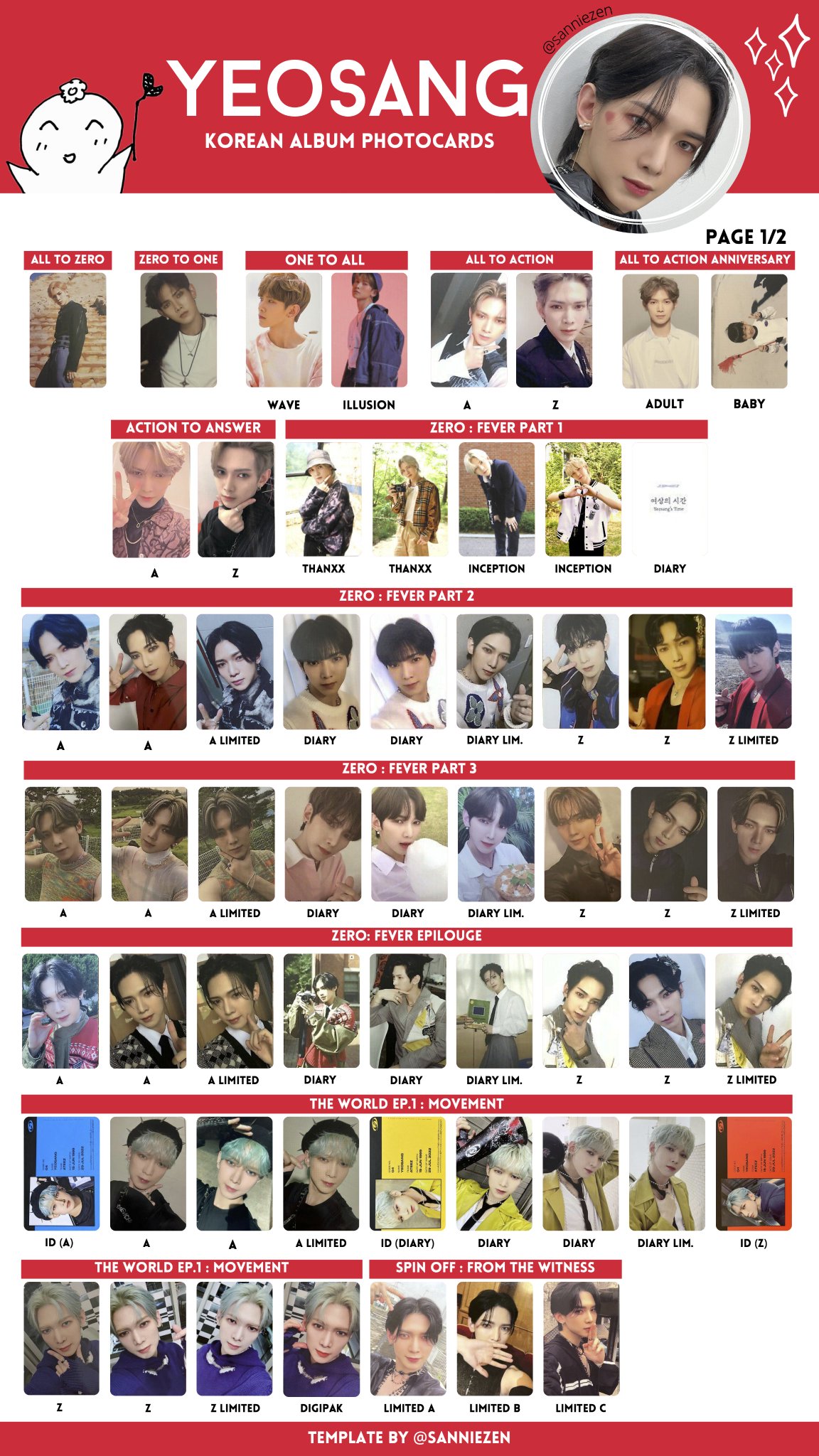 ATEEZ YEOSANG PHOTOCARD ヨサン　トレカ YEOSANG ATEEZ Official Photocard Epilogue Action To Answer Z