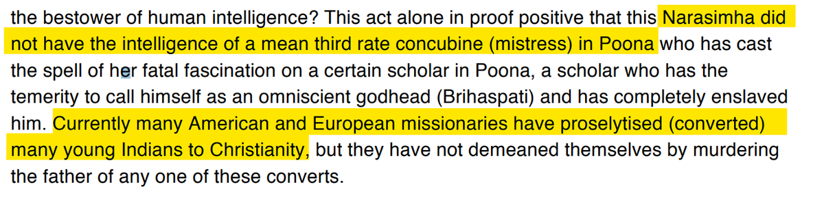 Simultaneous reading of disgusting cusses against Narasimha Avatara comparing with a "third-rate concubine", while praising Christian missionaries, gives an idea of JP's intentions.. 