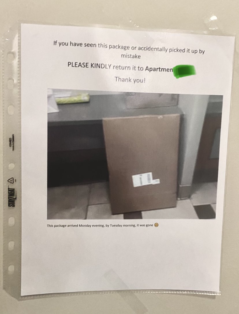 AldonMgtSucks's tweet photo. Just a few of the countless posters hung by residents addressing #PackageTheft, which #Aldon promptly removes. Residents of #BethesdaMD should not have to beg for their mail! All of these posts came AFTER Aldon’s promise to take action 10/19/2021. Aldon never fails to fail. 💙 https://t.co/xaQ9lprgJa